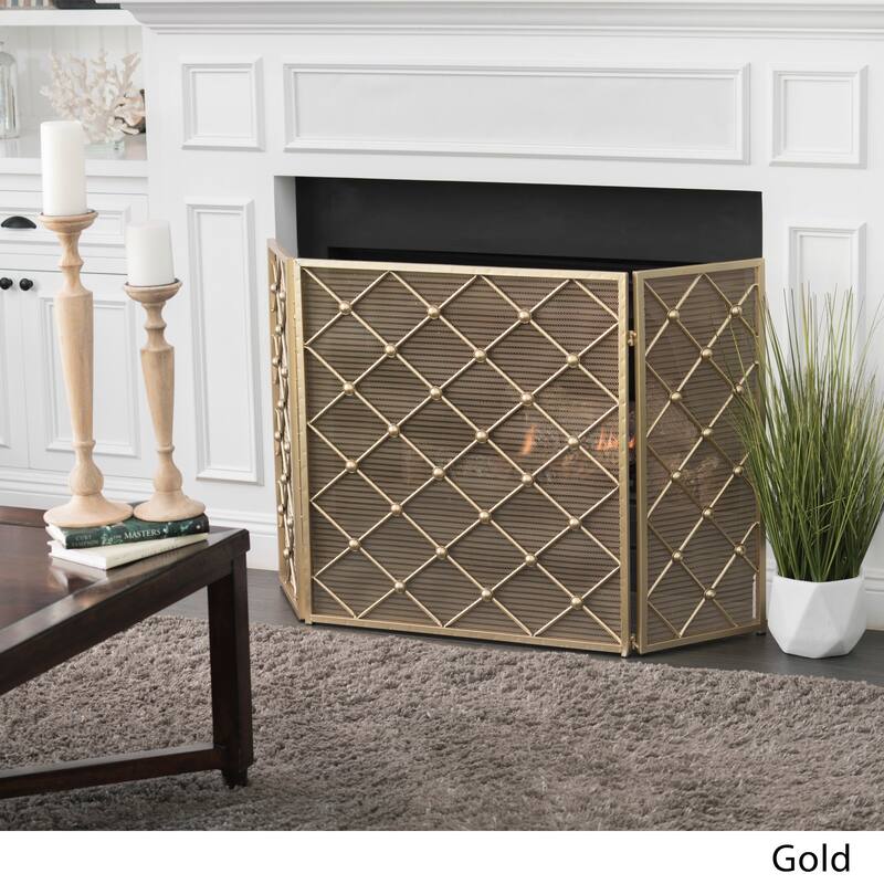 Chelsey 3-Panel Fireplace Screen by Christopher Knight Home - Gold