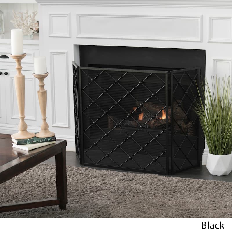 Chelsey 3-Panel Fireplace Screen by Christopher Knight Home - Black