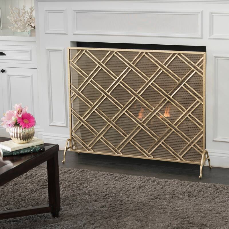 Josette Single Panel Fireplace Screen by Christopher Knight Home - Gold