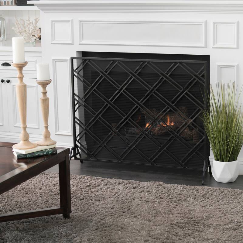 Josette Single Panel Fireplace Screen by Christopher Knight Home - Black