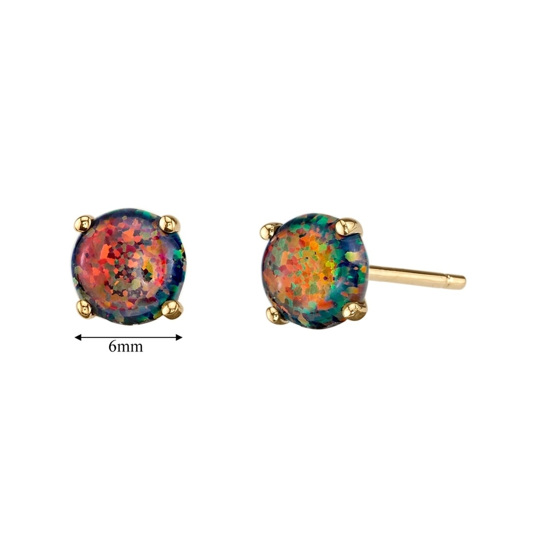 14k Oravo Yellow Gold Round Cut Created Black Opal Stud Earrings 14k Oravo Yellow Gold Round Cut Created Black Opal Stud Earrings