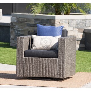 Christopher Knight Homepuerta Outdoor Wicker Swivel Club Chair With Cushions By Christopher Knight Home Mix Black Dark Grey Dailymail