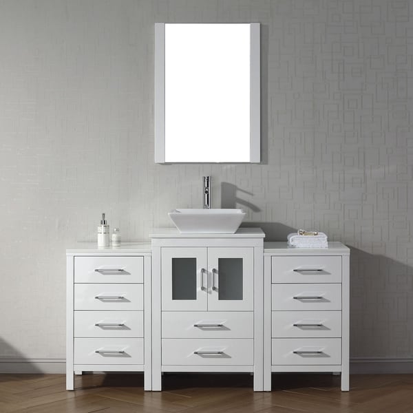 Shop Virtu USA Dior 60-inch White Stone Single Bathroom ...