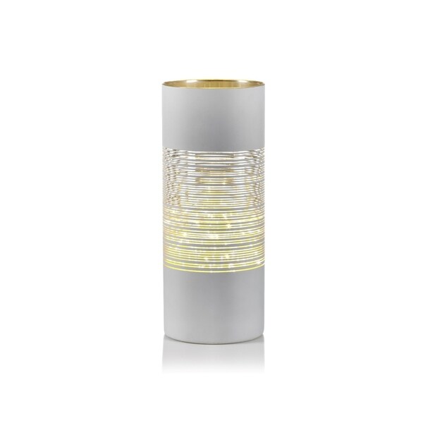 shop 12 tall led hurricane candle holder line design white free