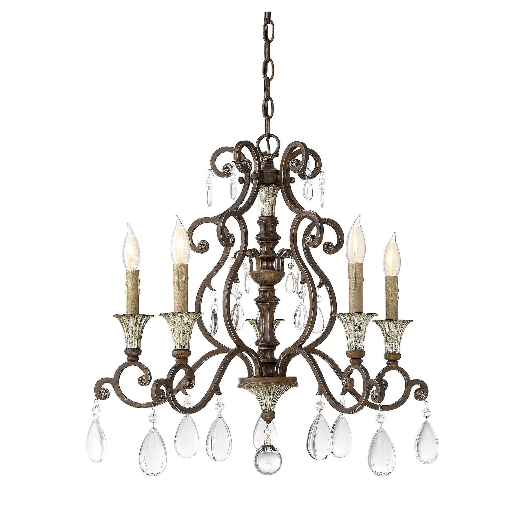 St. Laurence 5 Light Chandelier New Tortoise Shell w/Silver - Chandeliers For Bedrooms by Overstock.com
