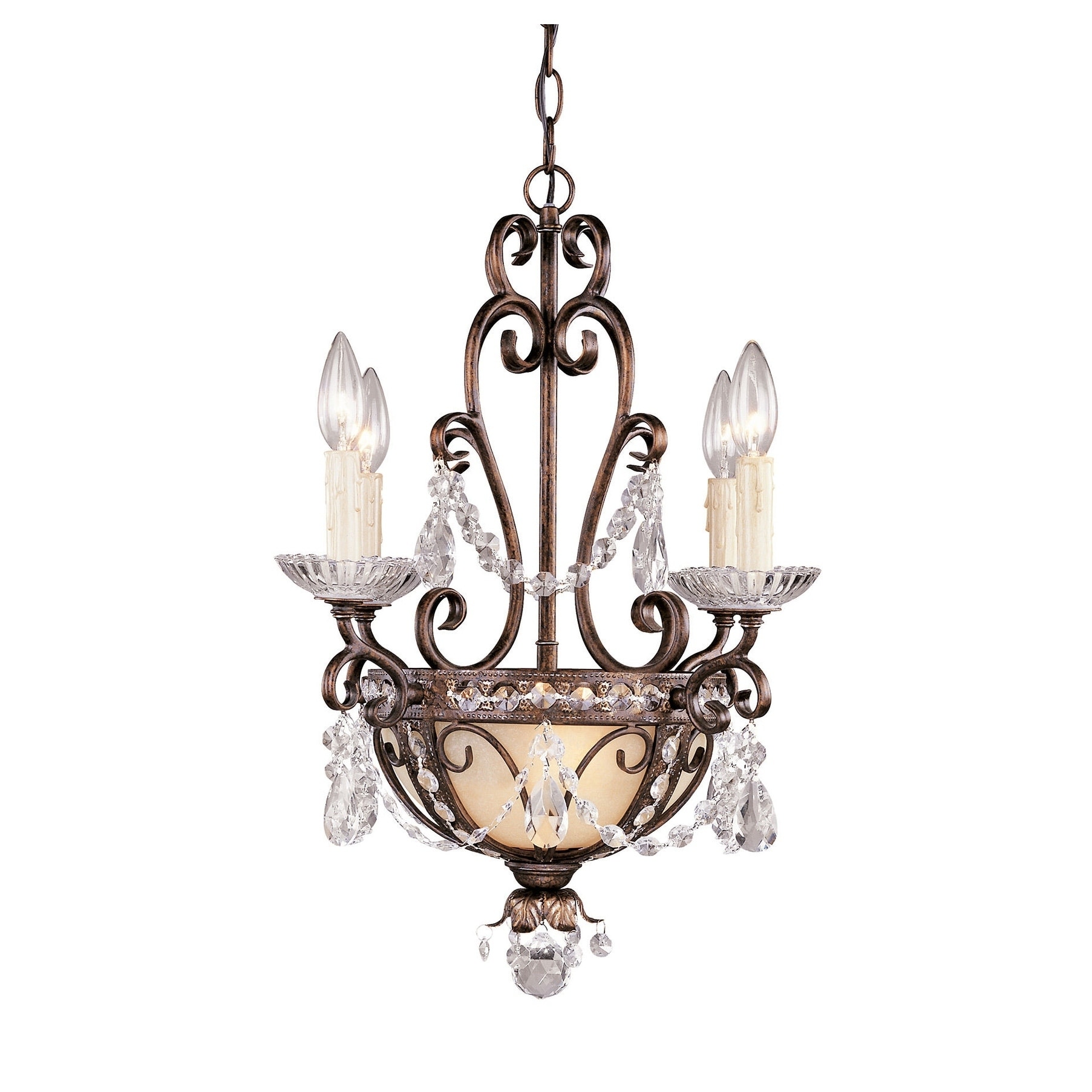 6 Light Mini Chandelier New Tortoise Shell w/Silver Gold - Chandeliers For Bedrooms by Overstock.com