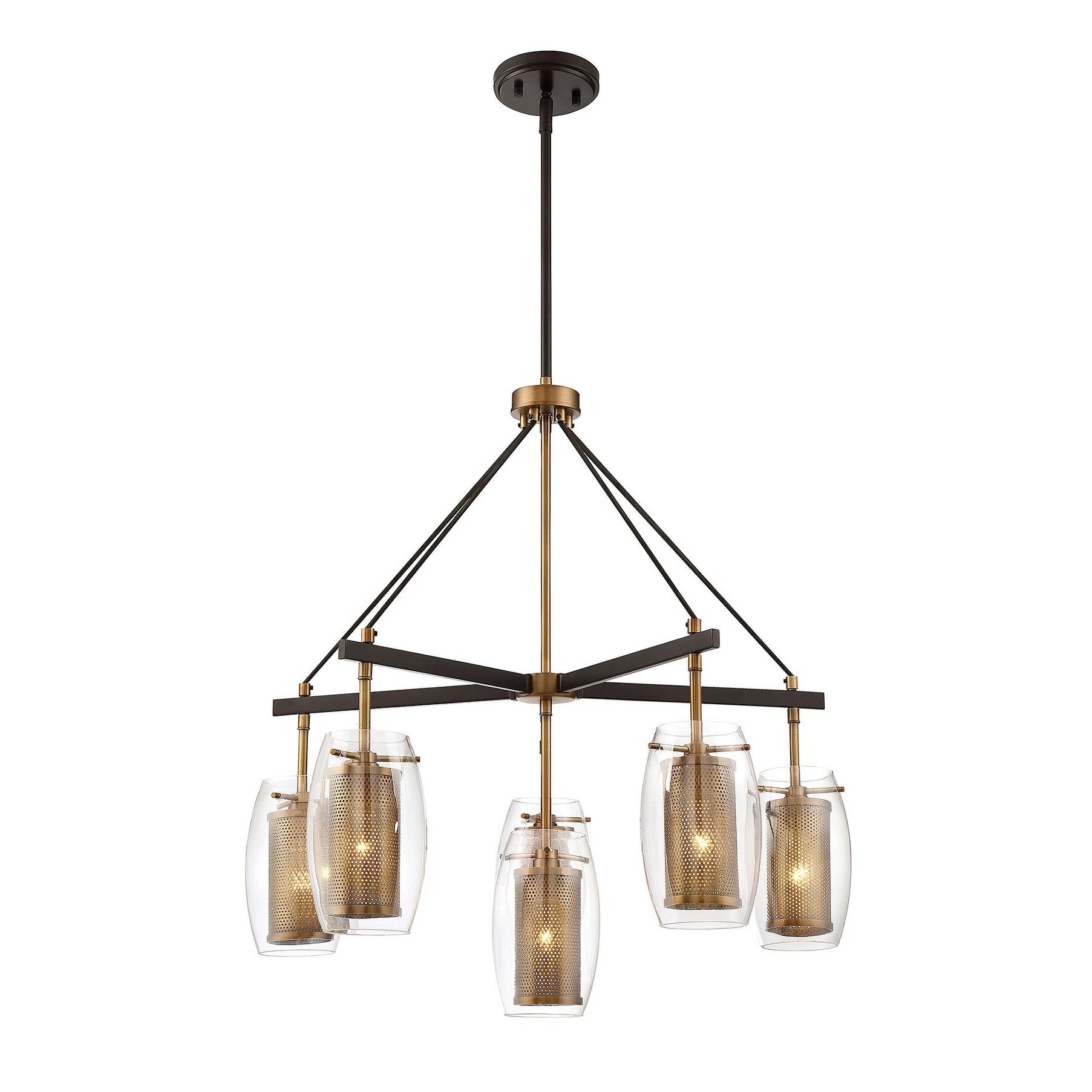 Dunbar 6 Light Chandelier Warm Brass w/ Bronze accents - Chandeliers For Bedrooms by Overstock.com