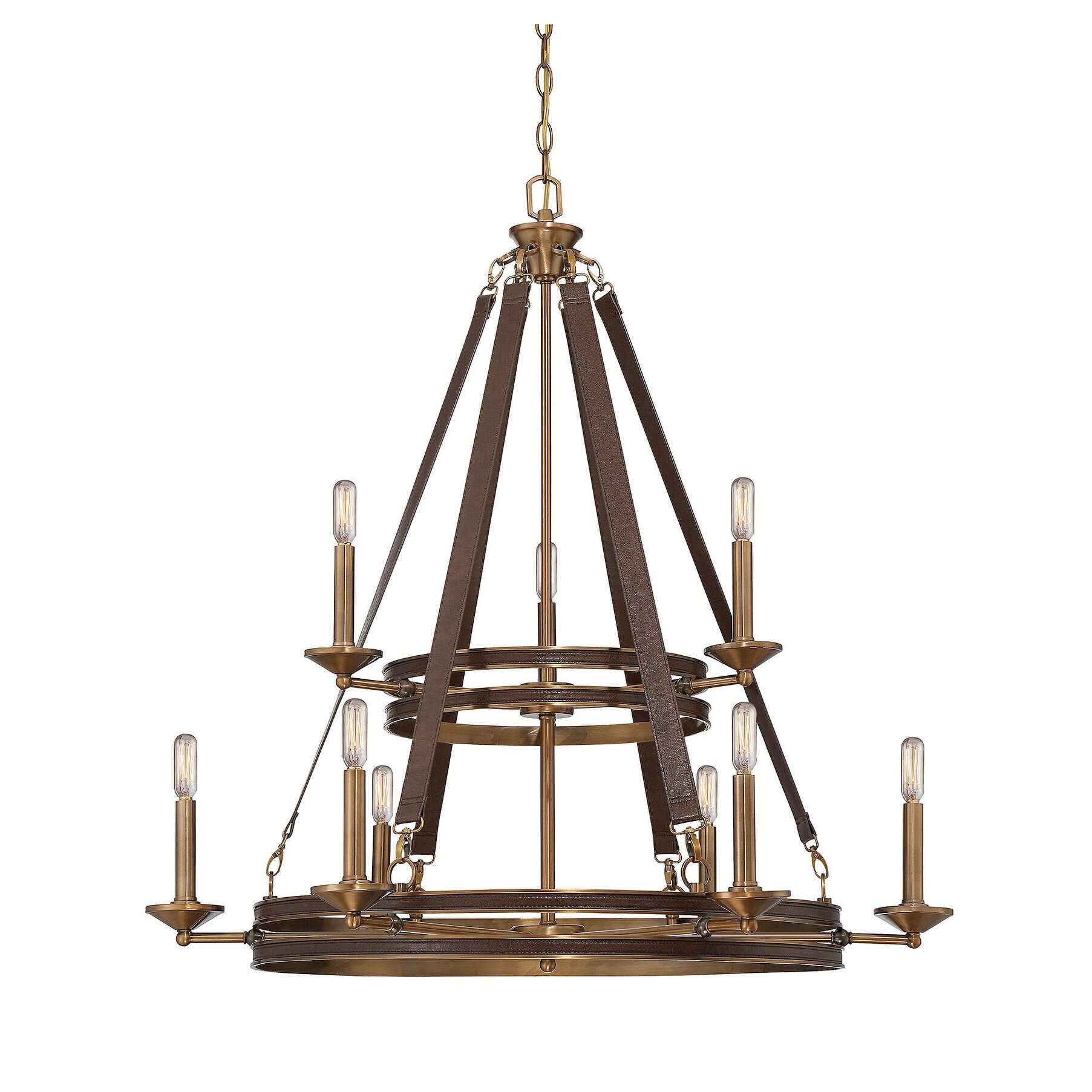 Harrington 9 Light Chandelier Brown Leather - Chandeliers For Bedrooms by Overstock.com