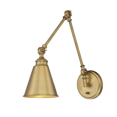 Strick & Bolton Bley 1-light Warm Brass Metal Adjustable Sconce with Plug