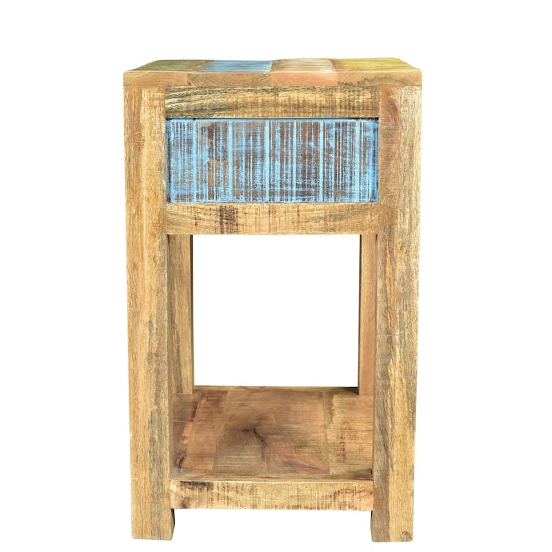 Handmade Suman Solid Mango Wood End Table (India) - 20" x 16" x 26"