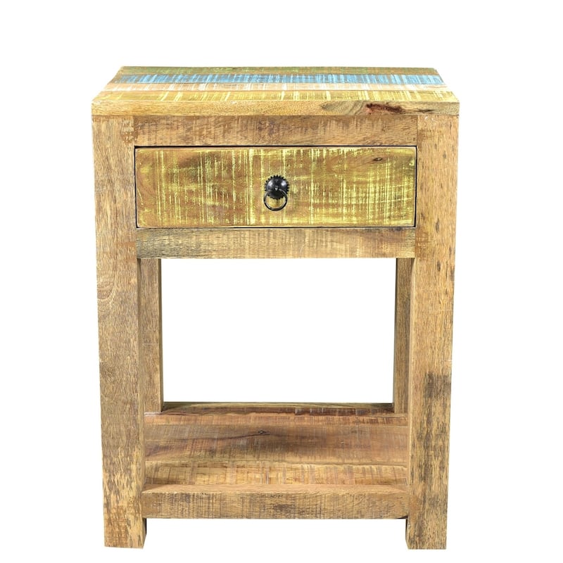 Handmade Suman Solid Mango Wood End Table (India) - 20" x 16" x 26"