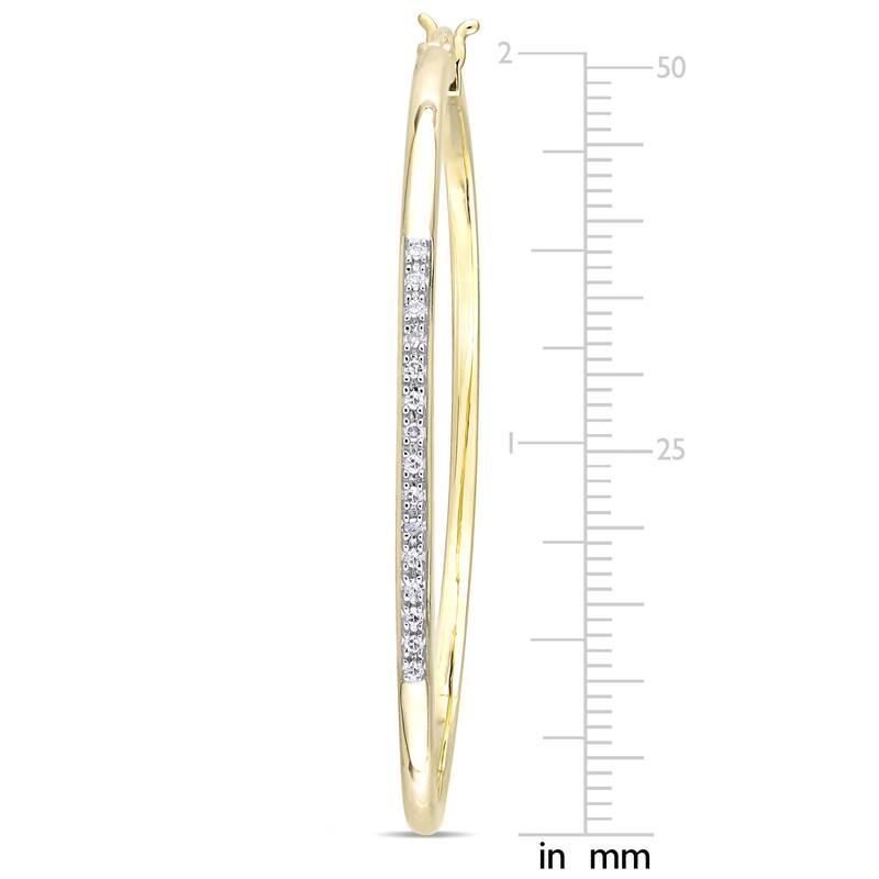 Miadora Yellow Plated Sterling Silver 1/6ct TDW Diamond Hoop Earrings - White