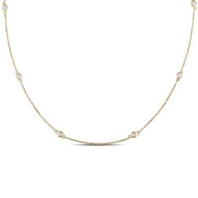 Miadora Signature Collection 14k Yellow Gold 1/4ct TDW Diamond Circle Station Necklace - White