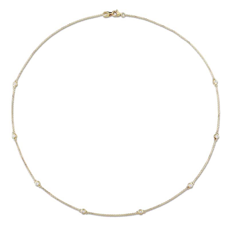 Miadora Signature Collection 14k Yellow Gold 1/4ct TDW Diamond Circle Station Necklace - White