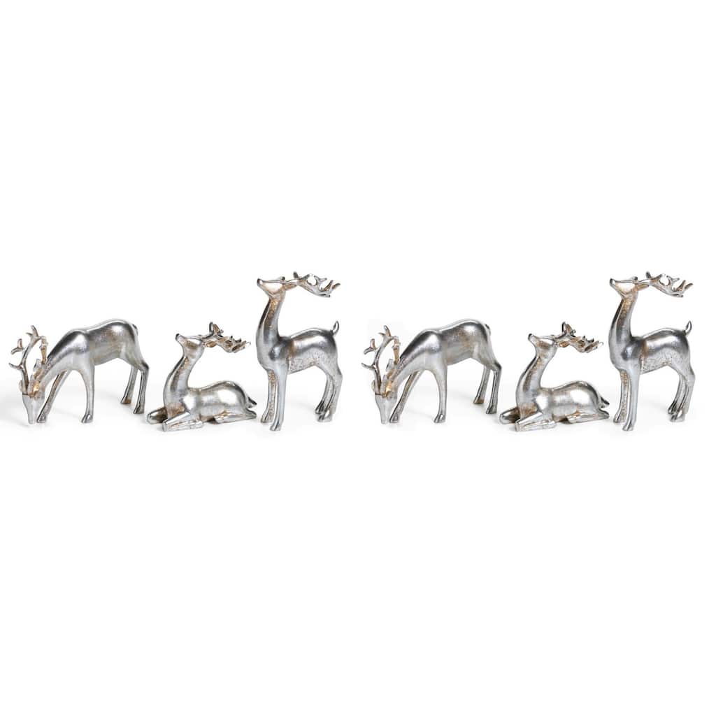 Reindeer Christmas Figurine Holiday Décor, Silver (Set of 6)