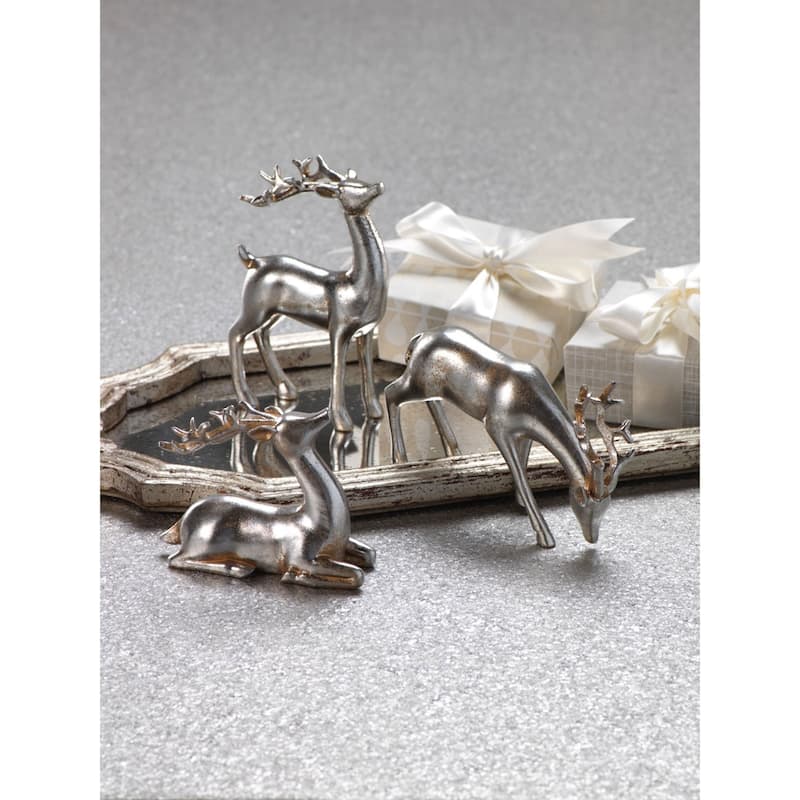 Reindeer Christmas Figurine Holiday Décor, Silver (Set of 6)