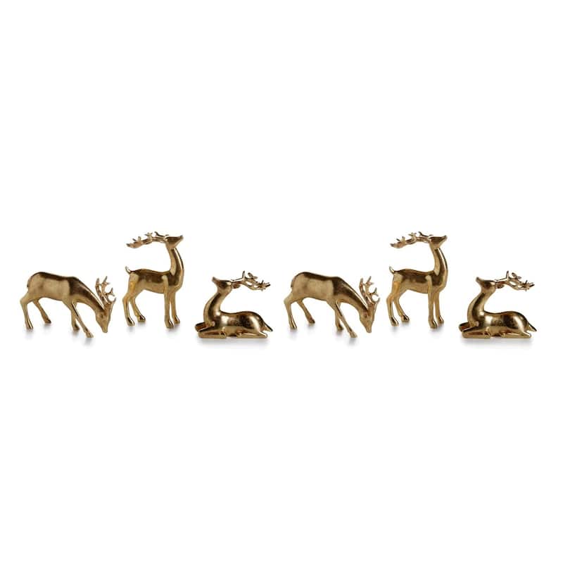 Reindeer Christmas Figurine Holiday Décor, Gold (Set of 6)