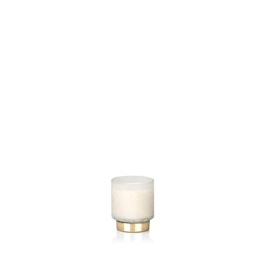 "Cortina" Small Glass Candle Jar, Tobacco Flower Scent, White (Set of 2)