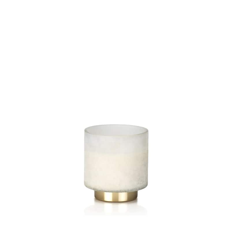 "Cortina" Medium Glass Candle Jar, Tobacco Flower Scent, White (Set of 2)
