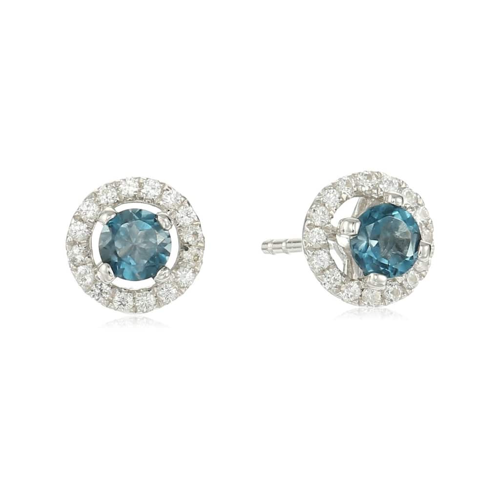 Pinctore Sterling Silver Topaz Stud Earrings