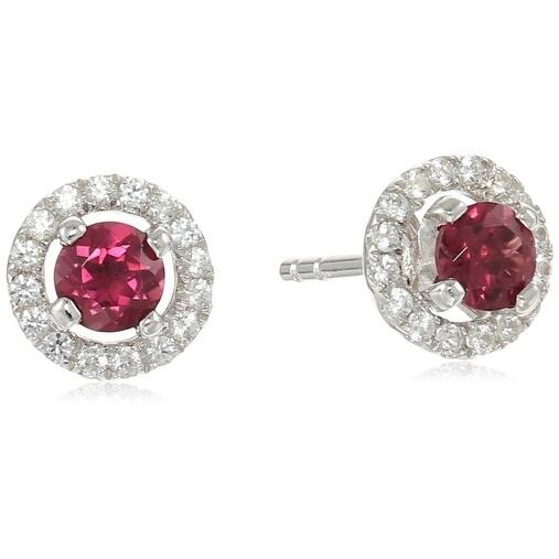 Pinctore Sterling Silver Topaz Stud Earrings