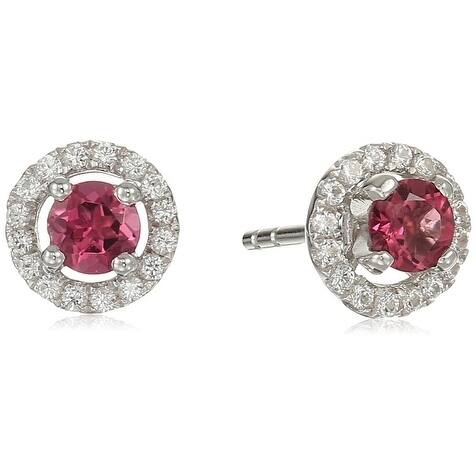 Pinctore Sterling Silver Topaz Stud Earrings