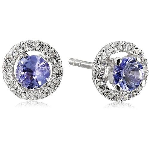 Pinctore Sterling Silver Topaz Stud Earrings