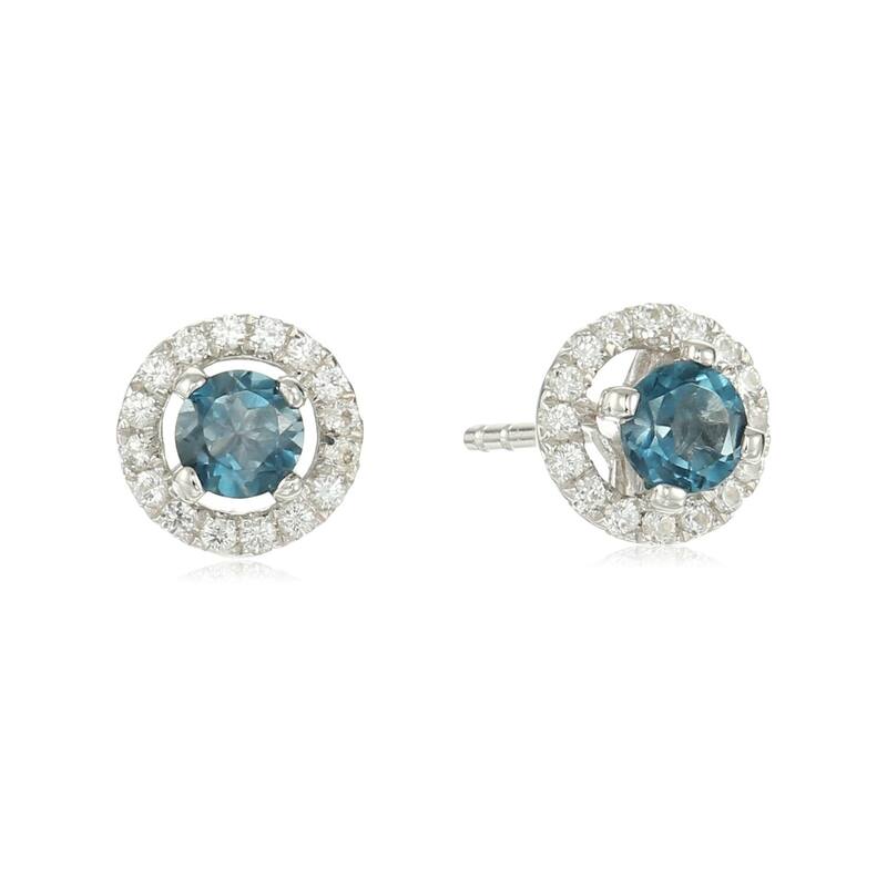 Pinctore Sterling Silver Topaz Stud Earrings