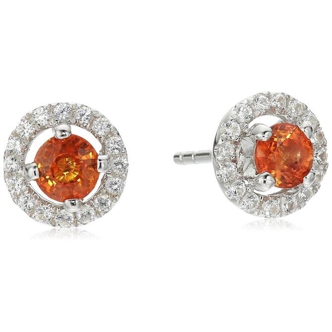Pinctore Sterling Silver Topaz Stud Earrings