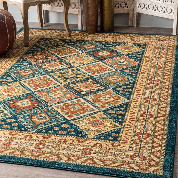 nuLOOM Green/Orange Vintage Trellis Area Rug