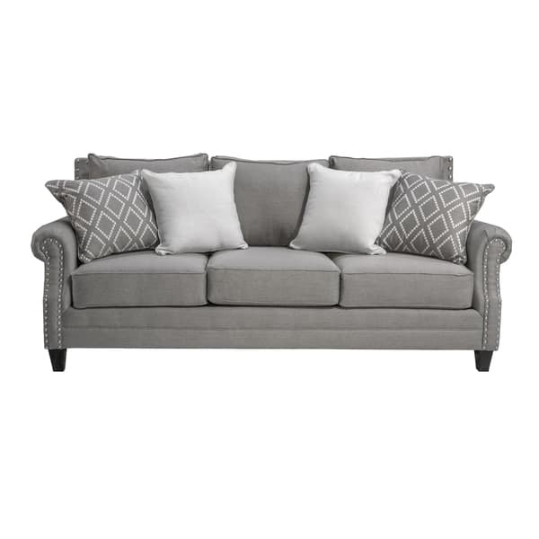 Shop Furniture Of America Deri Contemporary Fabric Nailhead Sofa
