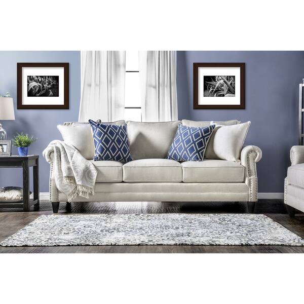 Shop Furniture Of America Deri Contemporary Fabric Nailhead Sofa