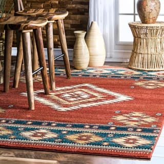 Southwestern Rugs Area For Less Nuloom Southwestern Tribal Diamond Solid Red Area Rug 4 X