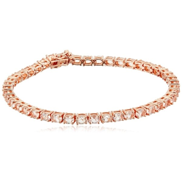 Pinctore Rose Gold Plated Silver Morganite Oval Tennis Bangle Pinctore Rose Gold Plated Silver Morganite Oval Tennis Bangle Bracelet 7 25 Pink