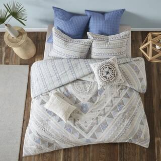 Geometric Duvet Covers For Less Urban Habitat Roxanne Blue 7 Piece Cotton Reversible Duvet Cover Set Comforter Insert Not Included
