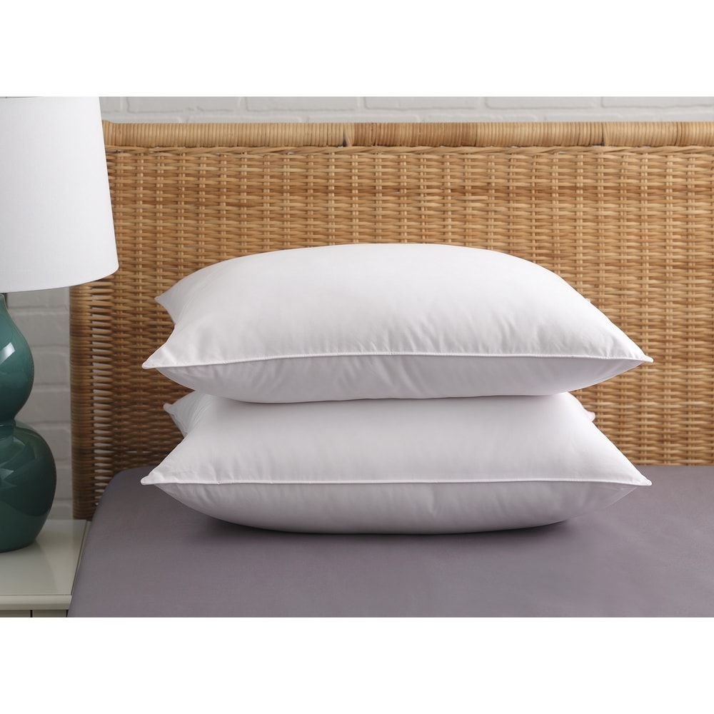 QUEEN size-Natural Comfort-Allergy-Shield s Anti-Dustmite Microfiber 300 TC  Pillow, Set of Two (2) Gusseted Sidewall Pillows