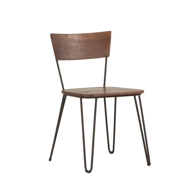 Grandby Set of Two Walnut Acacia Wood Dining Chairs - N/A