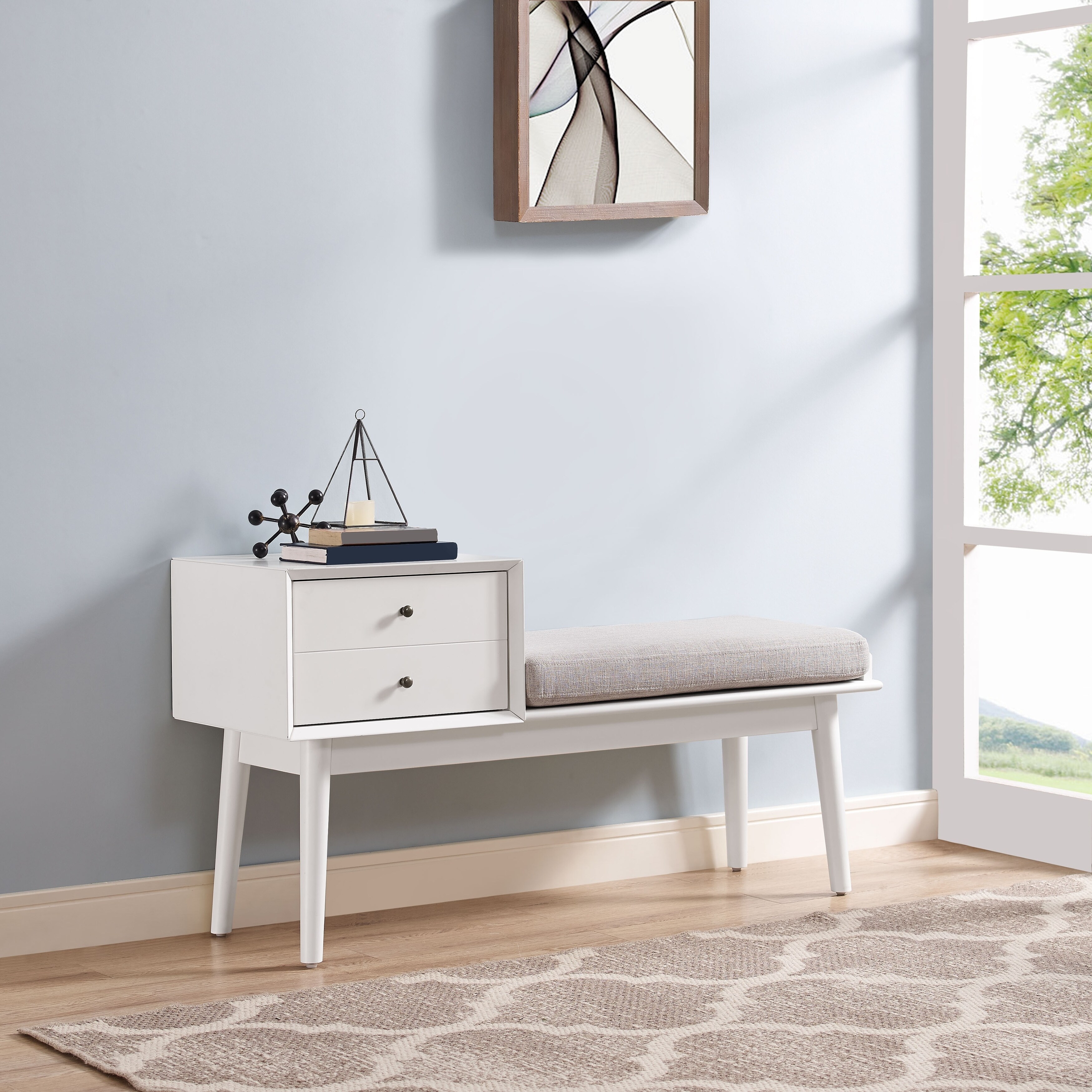 Landon Entryway Bench in White - Bed Bath & Beyond - 17374375