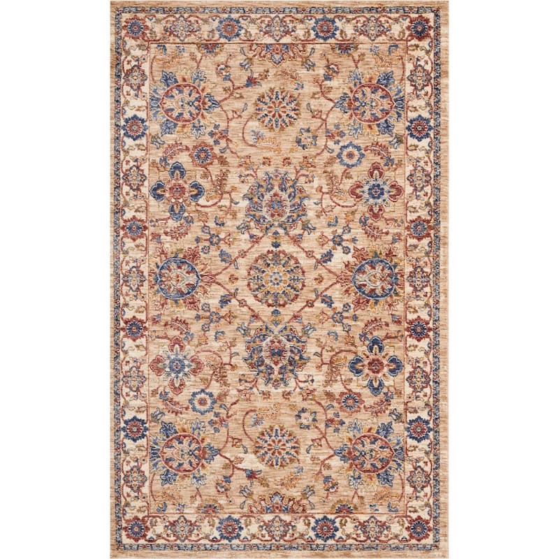 Nourison Reseda Traditional Floral Border Area Rug - 3' x 5' - Beige/Multi - Runner/Rectangle