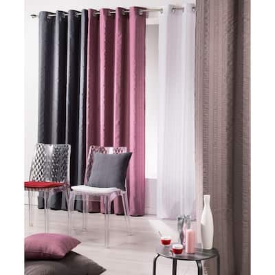 Evideco Striped Jacquard Crashed Extra Wide Window Curtain Panel Grommet Lineo