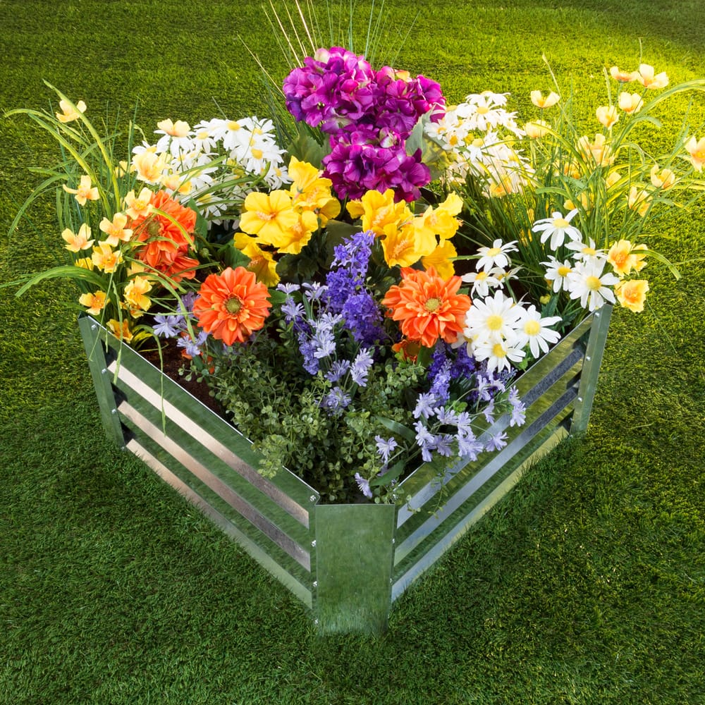 Raised Garden Bed Plant Holder Kit With Adjustable Galvanized Iron by Pure Garden (23.5" L x 23.5" W x 12" H) - 23.5 x 23.5 x 12