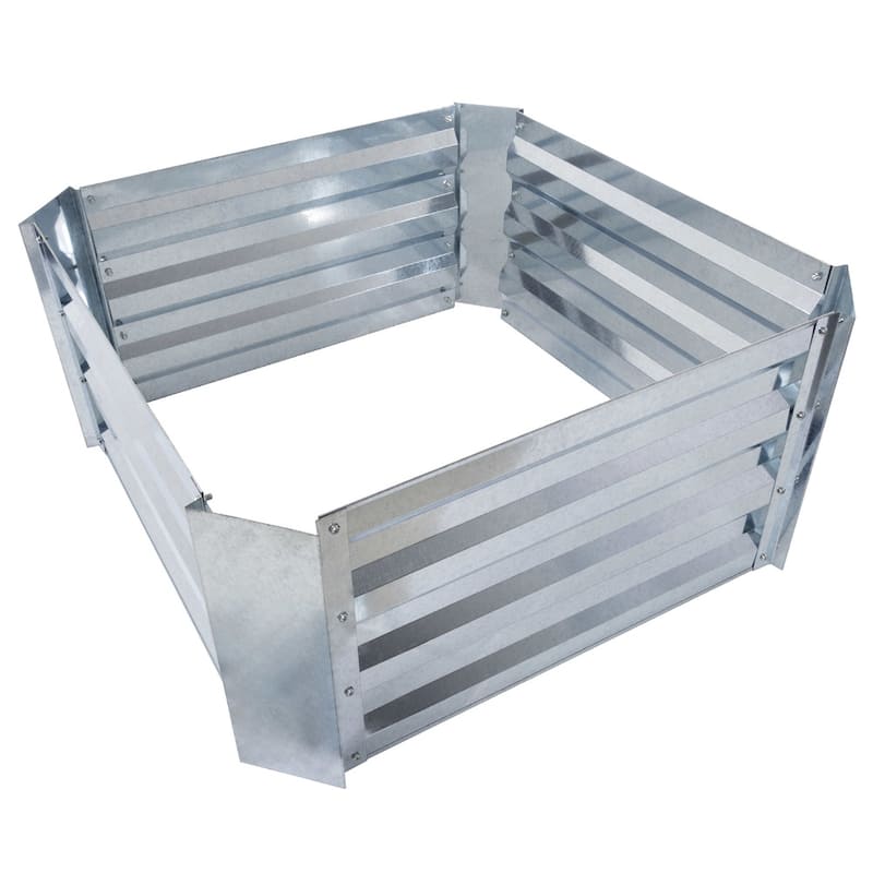 Raised Garden Bed Plant Holder Kit With Adjustable Galvanized Iron by Pure Garden (23.5" L x 23.5" W x 12" H) - 23.5 x 23.5 x 12