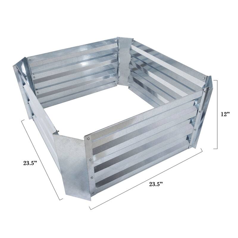 Raised Garden Bed Plant Holder Kit With Adjustable Galvanized Iron by Pure Garden (23.5" L x 23.5" W x 12" H) - 23.5 x 23.5 x 12