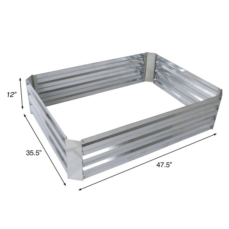Raised Garden Bed and Plant Holder - Freestanding Adjustable Galvanized Iron Box by Pure Garden (Silver)