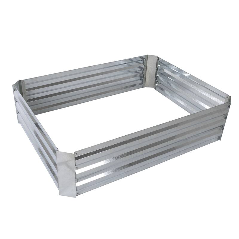 Raised Garden Bed and Plant Holder - Freestanding Adjustable Galvanized Iron Box by Pure Garden (Silver)
