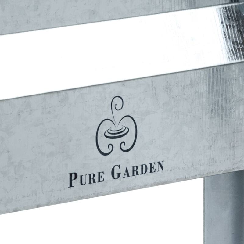 Raised Garden Bed and Plant Holder - Freestanding Adjustable Galvanized Iron Box by Pure Garden (Silver)