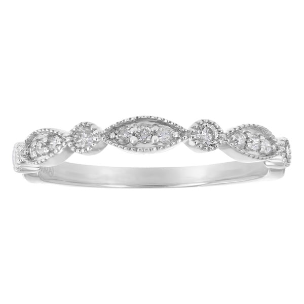10k White Gold 1/5 carat Diamonds Art Deco Band Ring By - White H-I