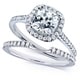 preview thumbnail 1 of 6, Annello by Kobelli 14k White Gold 1-1/2ct TGW Cushion Colorless (D-E-F) Moissanite and Diamond Halo Bridal Set