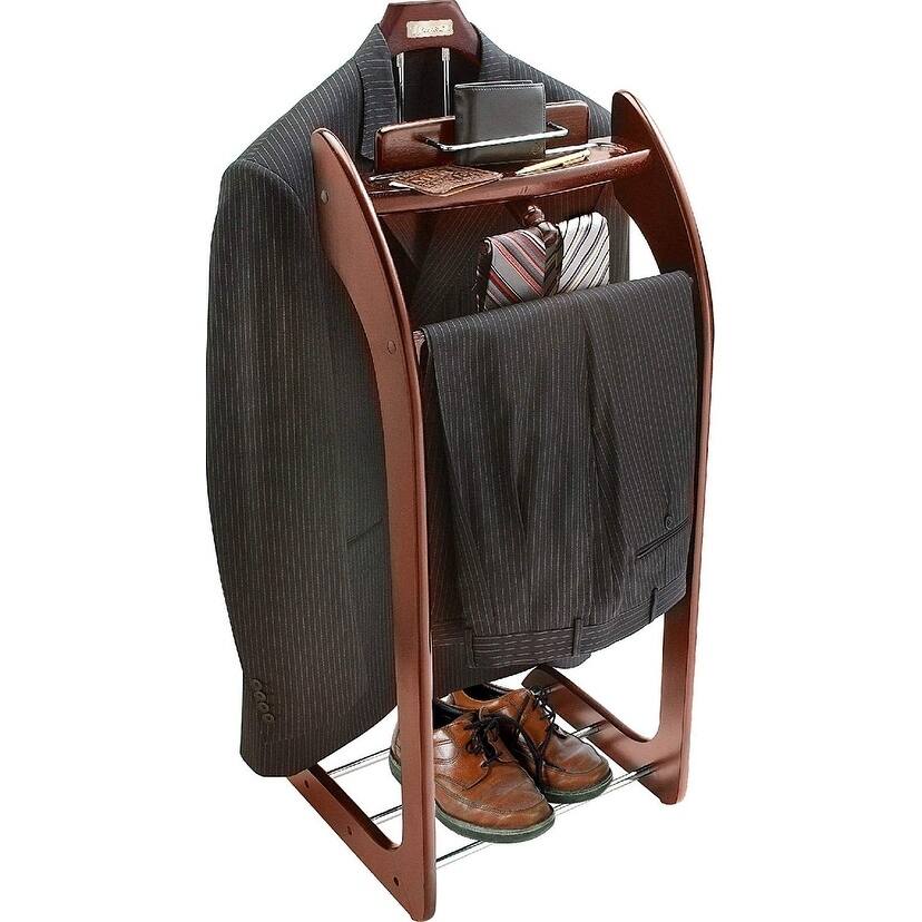 Mahogany Finish Clothes Valet Stand
