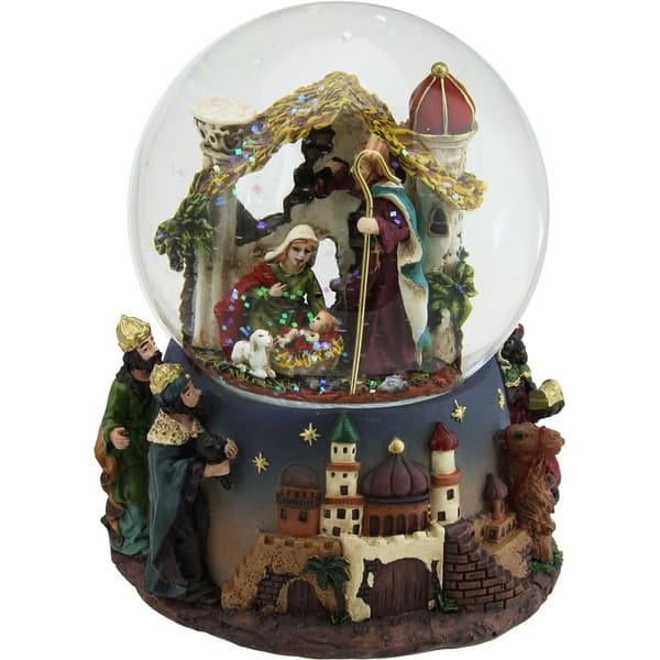 5.75" Nativity Manger Scene Religious Christmas Musical Snow Globe ...